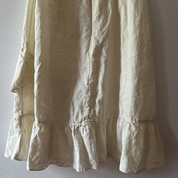 Claudio Milano Women's Linen Boho Dress Natural Medium Zipper - Picture 7 of 9